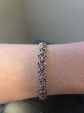 Sterling Silver Heart-Link Bracelet